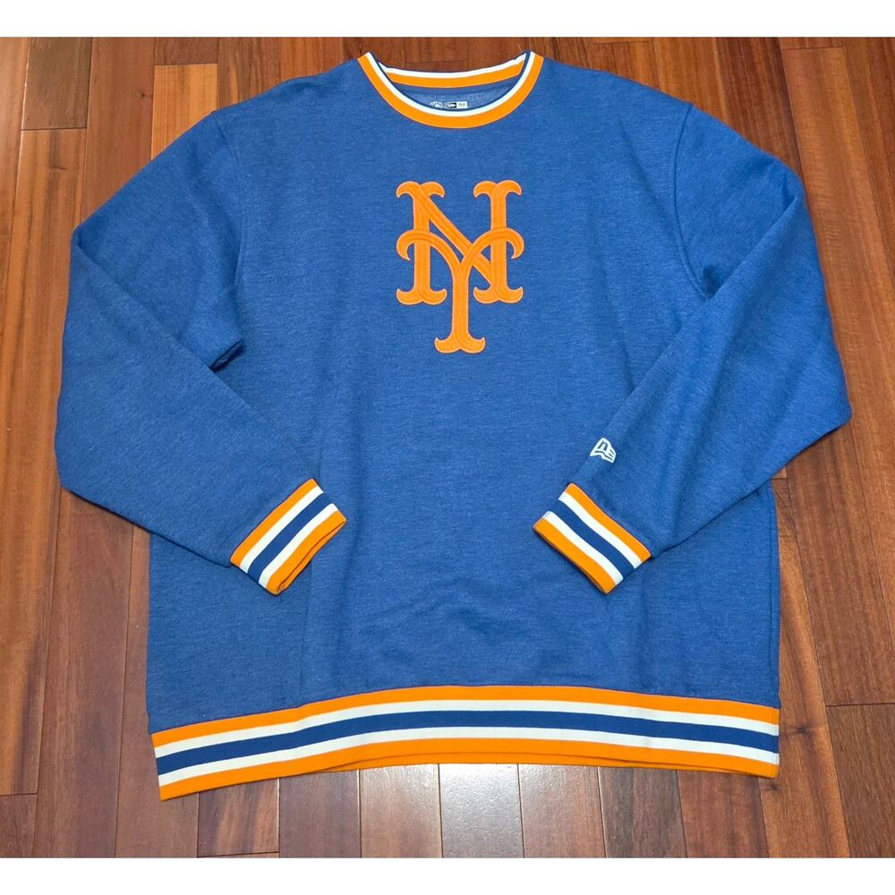 Men's 2XL New York Mets Blue New Era Heathered Royal Ringer Pullover Sweatshirt
